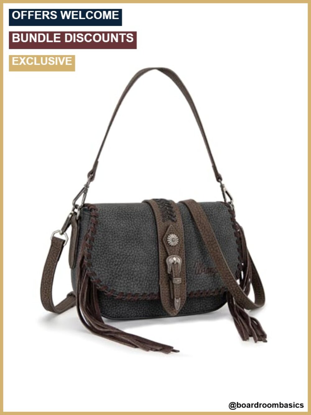 Western Crossbody Bag Whipstitch Fringe Flap Shoulder Purse